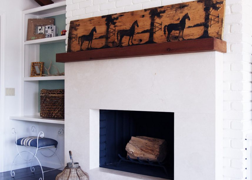 Cozy Fireplace, Sophisticated Horse Detail, Modern Farm Living